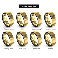 font options for inside engraving on black & gold celtic paw rings