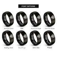 font options for inside engraving on black celtic paw rings