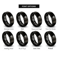 font options for inside engraving on black celtic paw rings