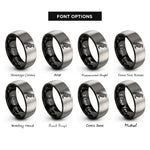 font options for inside engraving on black & silver celtic raven knot rings