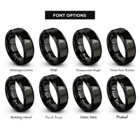 font options for inside engraving on black celtic raven knot rings