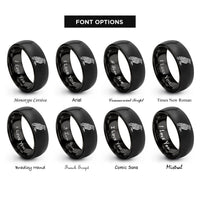 font options for inside engraving on black celtic raven knot rings