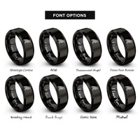 font options for inside engraving on black celtic raven knot rings