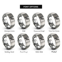 font options for inside engraving on grey celtic raven knot rings