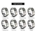 font options for inside engraving on gray celtic raven knot rings