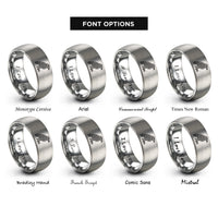 font options for inside engraving on gray celtic raven knot rings