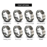 font options for inside engraving on gray celtic raven knot rings