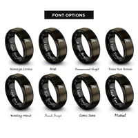 font options for inside engraving on gunmetal & black celtic raven knot rings