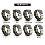 font options for inside engraving on gunmetal & grey celtic raven knot rings