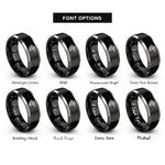 font options for inside engraving on black & gray celtic salmon knot rings