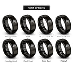 font options for inside engraving on black celtic salmon knot rings