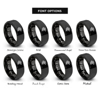 font options for inside engraving on black celtic salmon knot rings