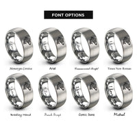 font options for inside engraving on grey celtic salmon knot rings