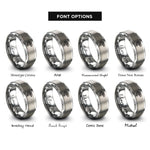 font options for inside engraving on gray celtic salmon knot rings