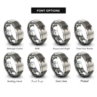 font options for inside engraving on gray celtic salmon knot rings