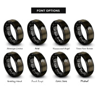 font options for inside engraving on gunmetal & black celtic salmon knot rings