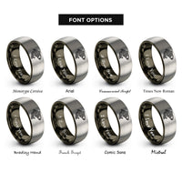 font options for inside engraving on gunmetal & silver celtic salmon knot rings