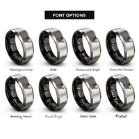 font options for inside engraving on black & grey celtic stag knot rings