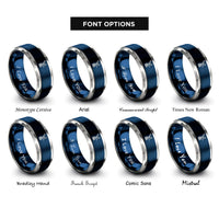 font options for inside engraving on blue & silver celtic stag knot rings
