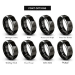 font options for inside engraving on black & grey celtic triskelion knot rings