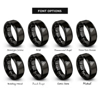 font options for inside engraving on black celtic triskelion knot rings