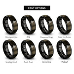 font options for inside engraving on gunmetal & black celtic triskelion knot rings