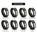 font options for inside engraving on black & grey celtic wolf knot rings