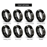font options for inside engraving on black & grey celtic wolf knot rings