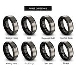 font options for inside engraving on black & gray celtic wolf knot rings