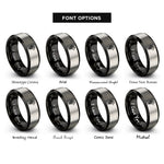 font options for inside engraving on black & silver celtic wolf knot rings