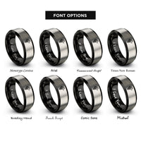font options for inside engraving on black & silver celtic wolf knot rings