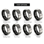 font options for inside engraving on black & silver celtic wolf knot rings