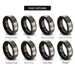 font options for inside engraving on black & grey celtic wolf knot rings