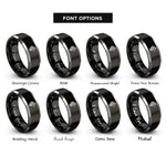 font options for inside engraving on black & grey celtic wolf knot rings