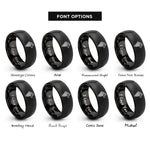 font options for inside engraving on black celtic wolf knot rings