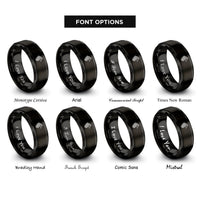 font options for inside engraving on black celtic wolf knot rings