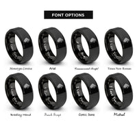font options for inside engraving on black celtic wolf knot rings