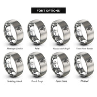 font options for inside engraving on grey celtic wolf knot rings