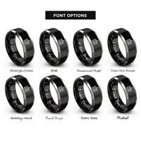 font options for inside engraving on black & silver cemetery gate rings