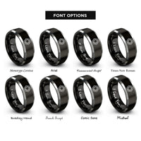 font options for inside engraving on black & grey center lock nut rings