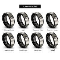 font options for inside engraving on black & grey center lock nut rings