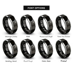 font options for inside engraving on black & gray center pivot sprinkler rings