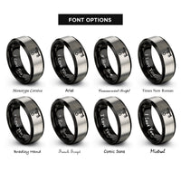 font options for inside engraving on black & gray center pivot sprinkler rings