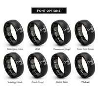 font options for inside engraving on black center pivot sprinkler rings