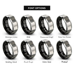 font options for inside engraving on black & grey center punch rings