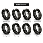 font options for inside engraving on black & gray center punch rings