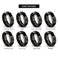 font options for inside engraving on black & gray center punch rings