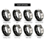 font options for inside engraving on black & silver center punch rings