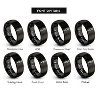 font options for inside engraving on black center punch rings