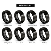 font options for inside engraving on black center punch rings